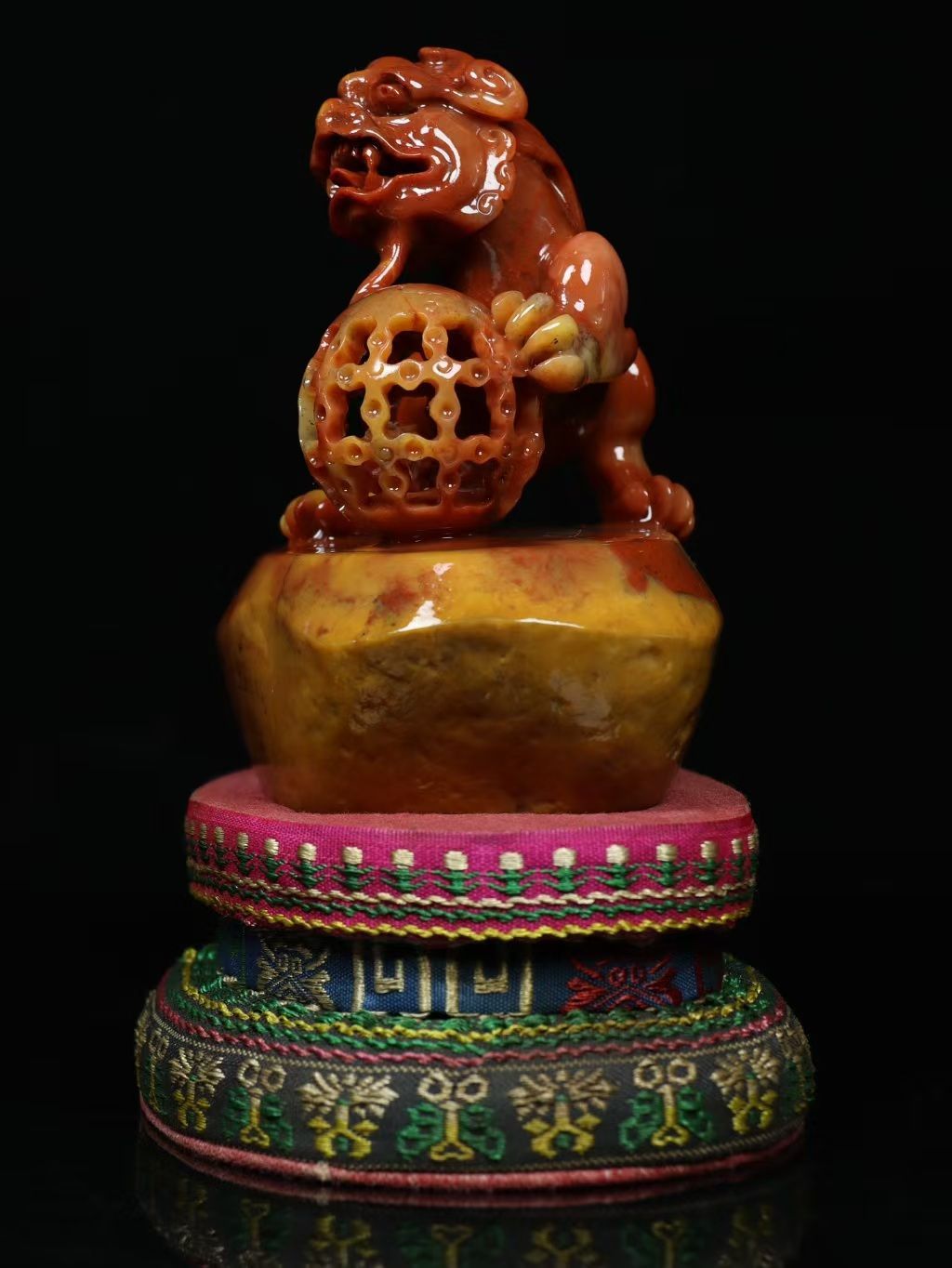 獅子舞球 印鑑置物.骨董品25091313