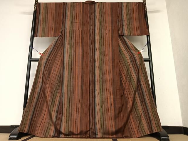 平和屋着物○上質な紬 色無地 渋紙色 正絹 逸品 AAAX0651zg