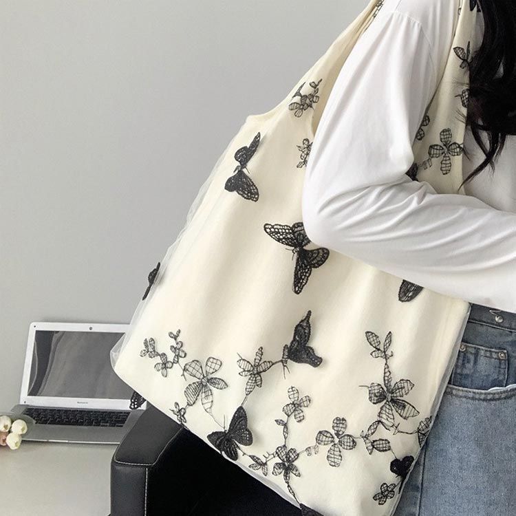 新品! シンプル 刺繍トートバッグ エコバッグ 刺繍 トートバッグ