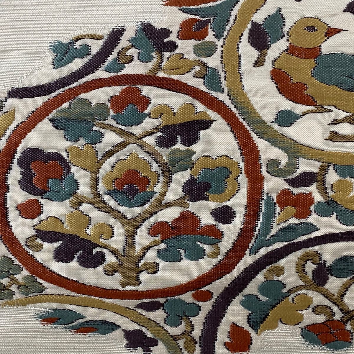 名古屋帯 美品 優品 八寸名古屋帯 松葉仕立て 鳥 花唐草
