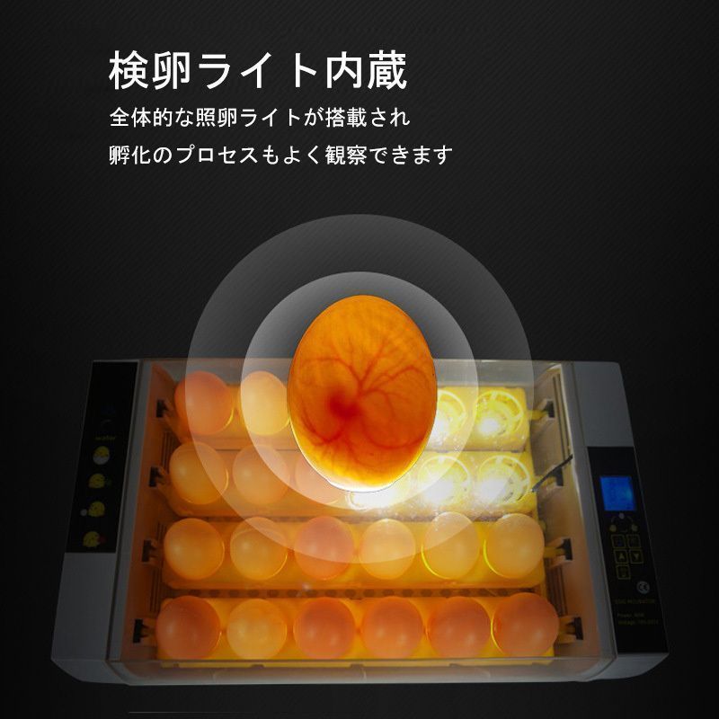 超人気 自動孵卵器 検卵ライト内蔵 インキュベーター LED液晶 孵化率アップ 鳥類 ふ卵器 自動転卵式 ヒヨコ生まれ 24個 自動温度制 016