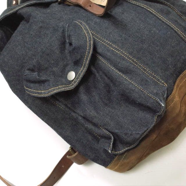 RRL ダブルアールエル デニムリュックサック レザー＆スエードトリム