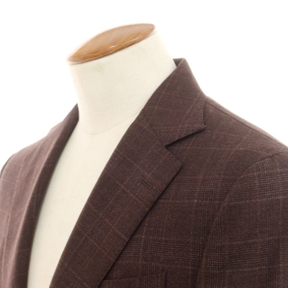 【新品未使用】デ・ペトリロ　ブラウン　ソリッドスーツ　46 中古】デペトリロ DE PETRILLO ウール チェック 3つボタンスーツ