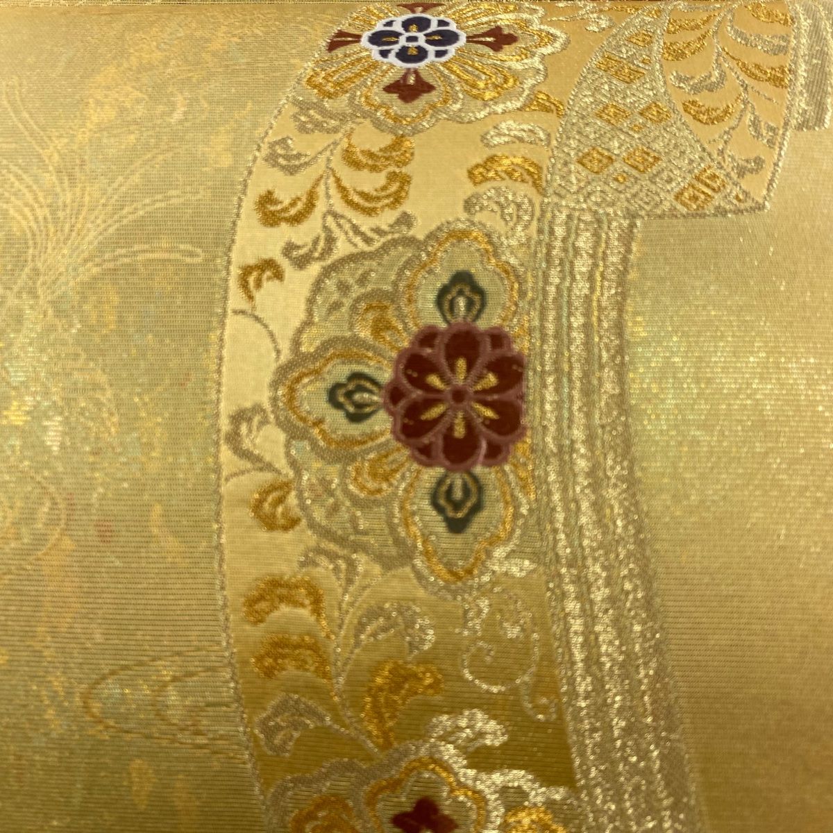 袋帯 美品 名品 華文 熨斗 金糸 箔 金色 六通 正絹 【中古