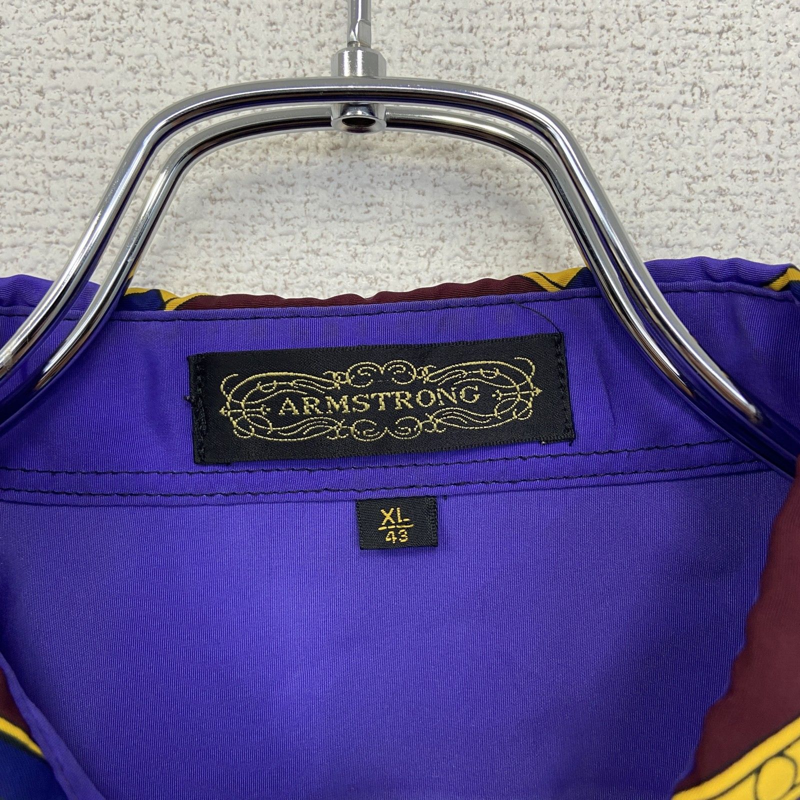 古着 used ARMSTRONG 長袖総柄シャツ パープル 紫 幾何学模様