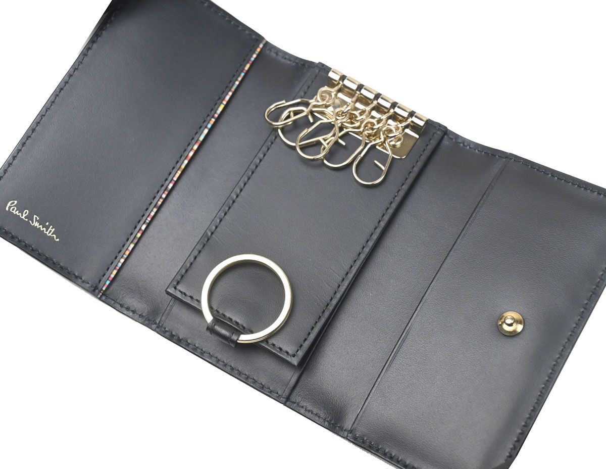  ポールスミス キーケース paulsmith キーホルダー ポール スミス マーケトリSTR牛革 キーケース 小物