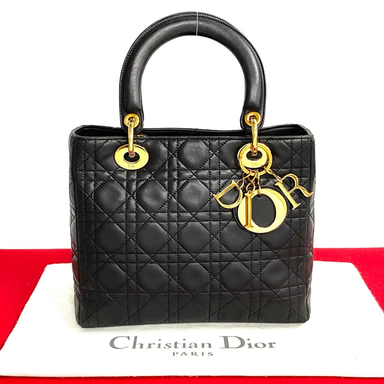 極 美品 袋付 Christian Dior ディオール レディディオール ロゴ 金具 ...