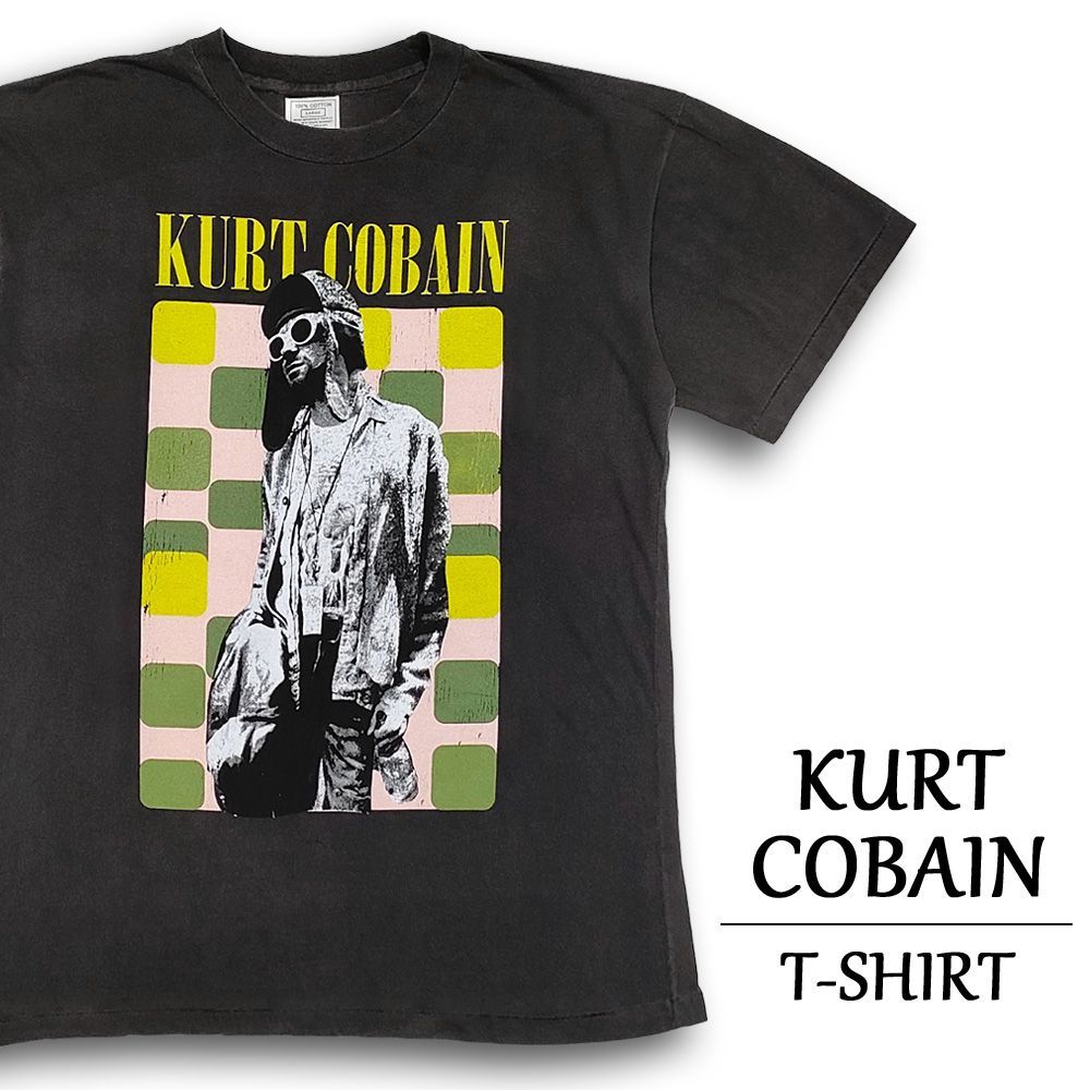 カートコバーン Tシャツ 半袖 KURT COBAIN フェード ブラック サイズ：メンズ L ニルヴァーナ Nirvana バンドTシャツ ロックTシャツ 【新品】