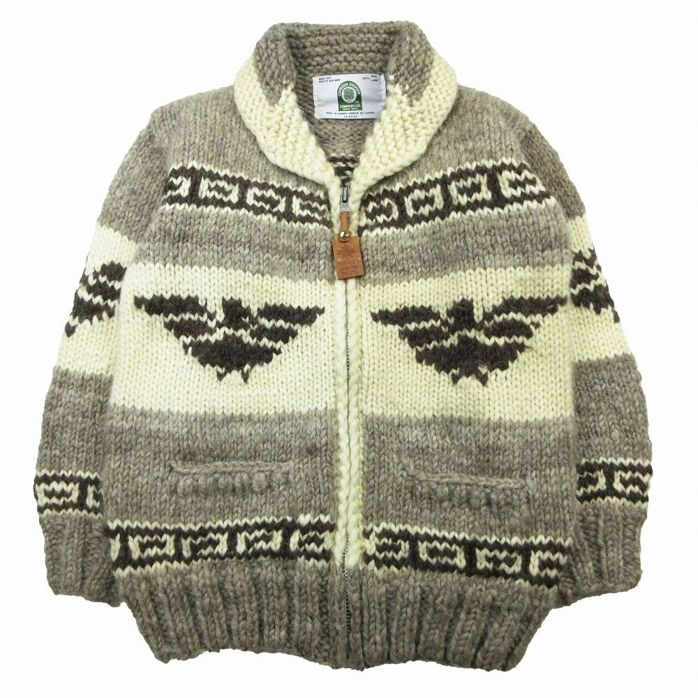 【美品】CANADIAN SWEATER ジップアップカウチンニットジャケット Kanata カナタ ジップアップ カウチン ニットジャケット : L