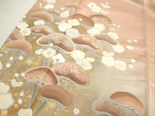 平和屋着物○訪問着 友禅 松梅文 暈し染め 正絹 逸品 CAAU2416yc