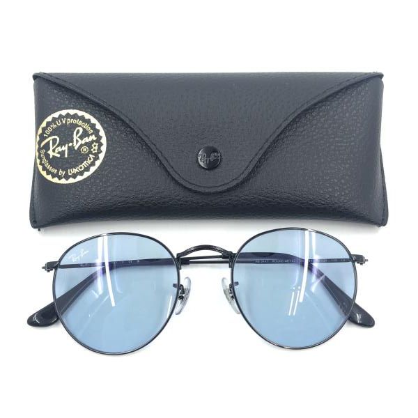 中古】Ray-Ban RB3447 ラウンドメタル ブルーレンズ レイバン[24