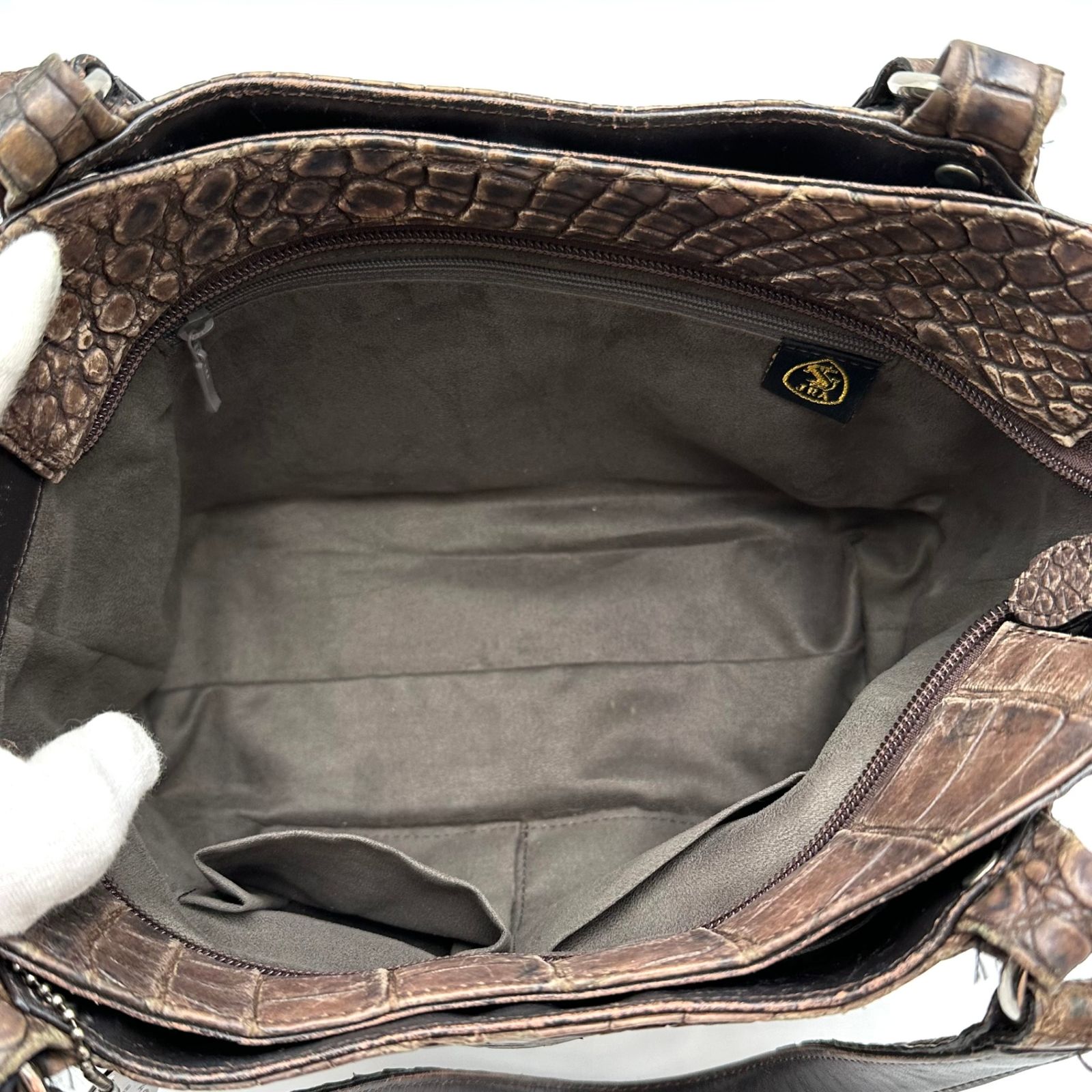 美品】JRA タグ付き クロコダイル ワニ革 レザー 本革 美品】JRA タグ付き クロコダイル ワニ革 レザー 本革