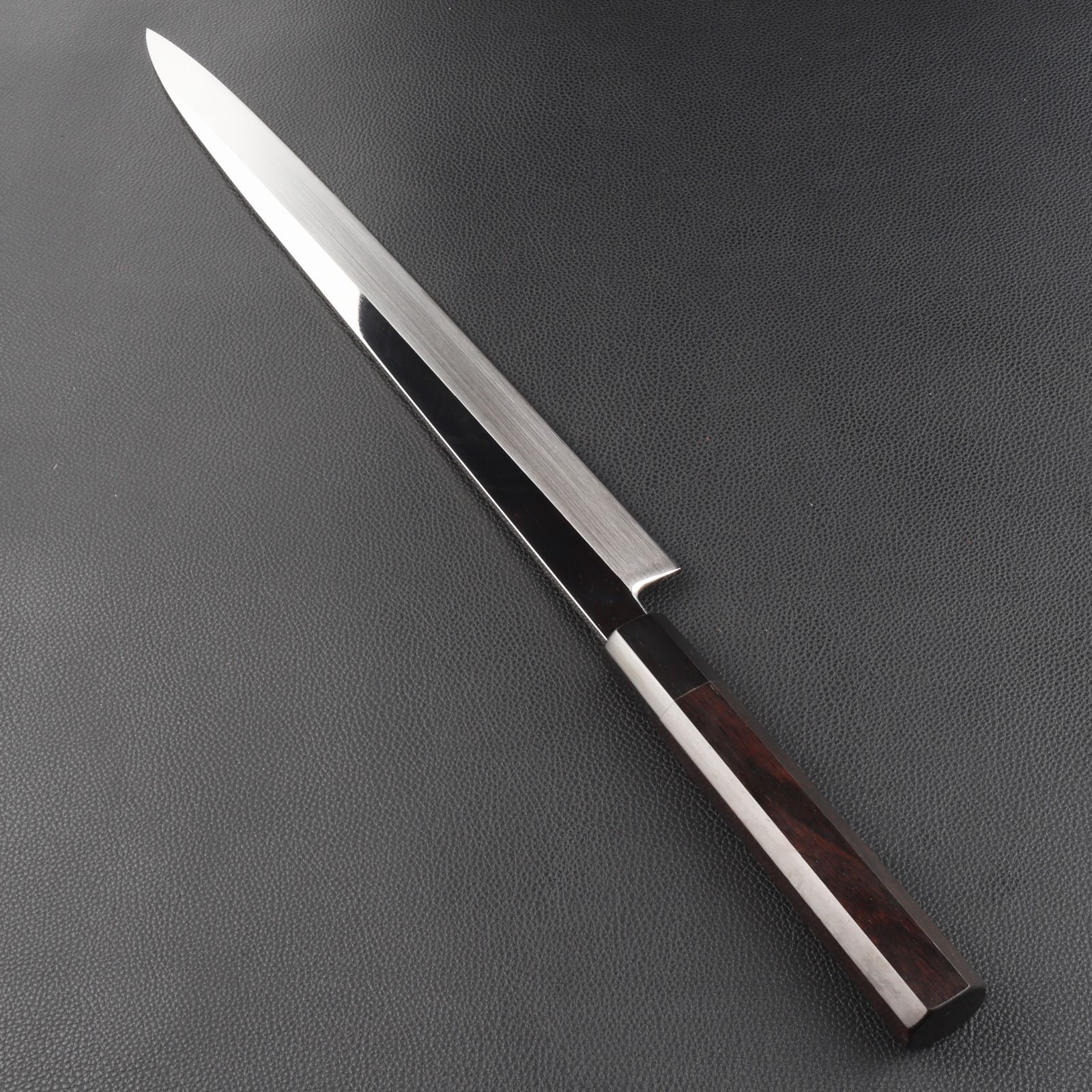 柳刃包丁 刺身包丁 尺二（刃渡り360mm）通常鏡面仕上げ 本刃付け 八角 