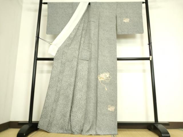 平和屋着物▽上質な小紋 単衣 たたき染め 正絹 逸品 CAAV9419ze