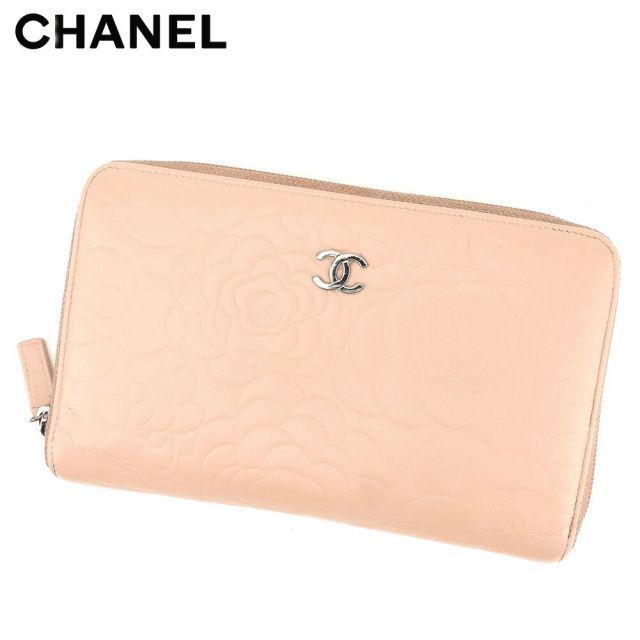 CHANEL シャネル ラウンドファスナー長財布 カメリア ピンク ココマーク CHANEL シャネル チェーンウォレット レディース ココマーク