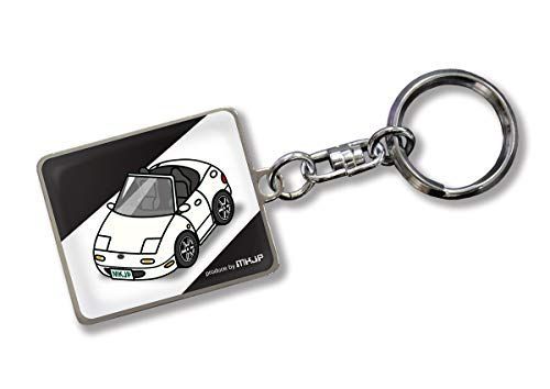 ホワイト [MKJP] カスタムキーホルダー マツダ ロードスター NA ベース：ブラック 車カラー：ホワイト
