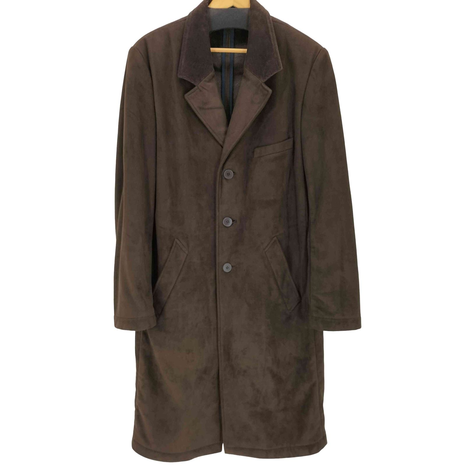 アニエスベーオム Agnes b.homme フランス製 コーデュロイ切替 ベロアライクチェスターコート メンズ EUR 50
