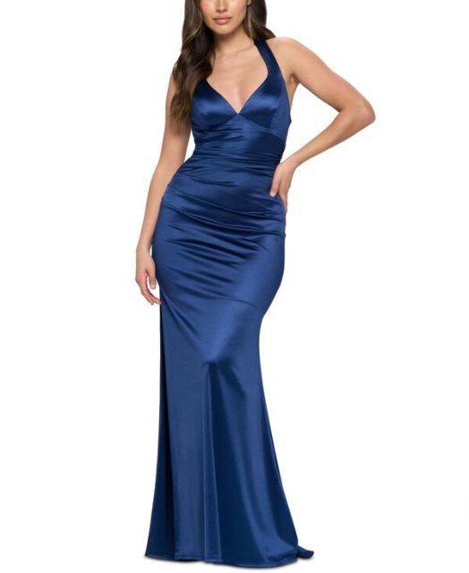 送料無料 ビーダーリン レディース ワンピース トップス Juniors Strappy-Back Satin Gown Navy