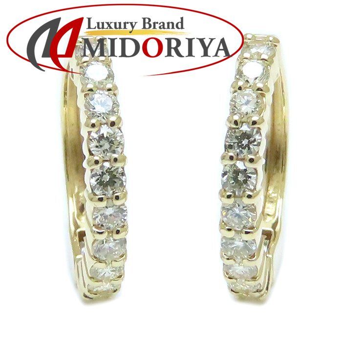 Pierring ピアリング ダイヤモンド0.25ctｘ2 フープ イヤリング K18YG イエローゴールド レディース 294382 BJ