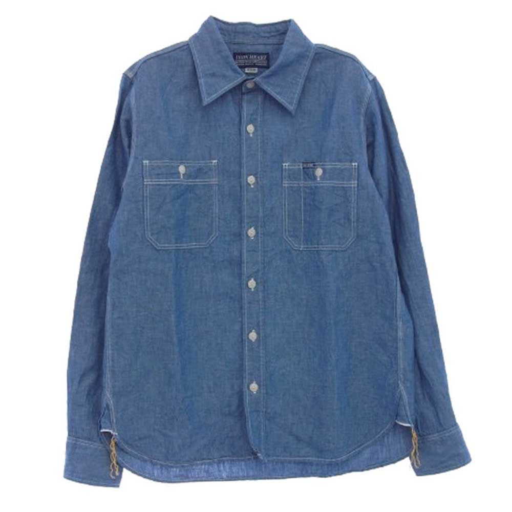 IRON HEART アイアンハート 5oz コットンリネン シャンブレー 長袖 ワークシャツ ライトブルー系 M