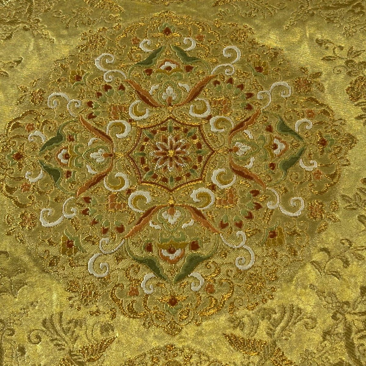 袋帯 秀品 光悦垣 菊 金糸 箔 金色 六通 正絹 【中古】 袋帯 秀品
