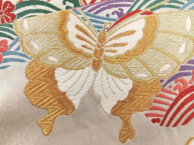 平和屋着物＊夏物 六通柄 京袋帯 雪芝文 黒地 化繊 CAAW8934oy