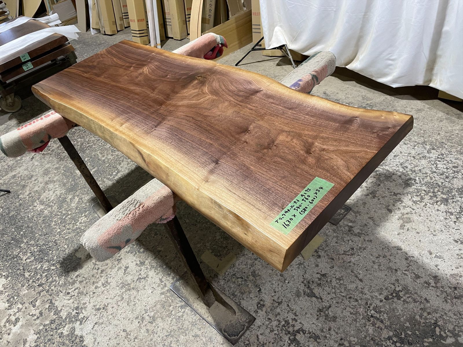 ブラックウォールナット9275 一枚板無垢 乾燥材 1630ｘ540-560ｘ54mm カウンター ローテーブル センターテーブル ダイニングテーブル