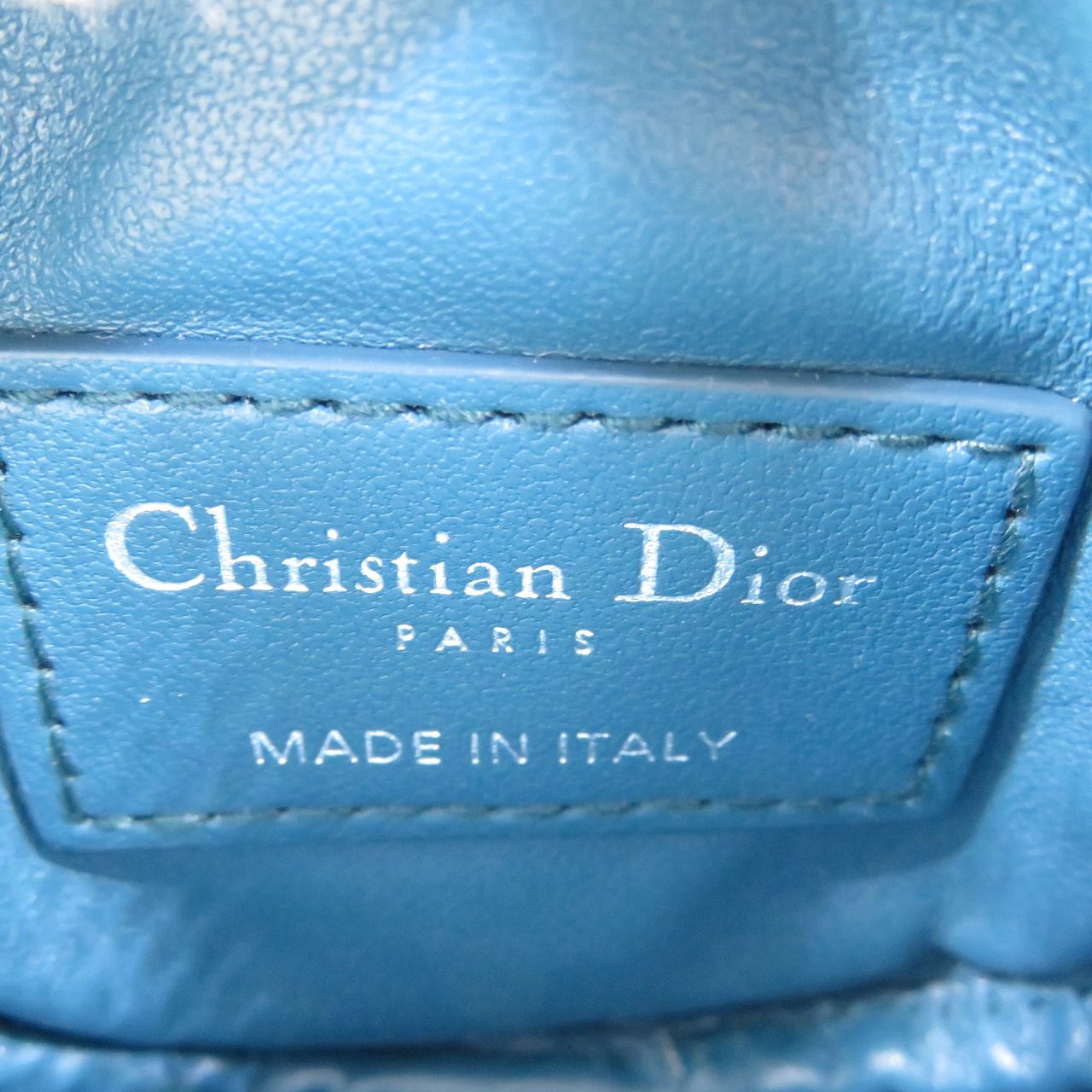 未使用 クリスチャンディオール カナージュ レザー シルバー金具 ブルー コインケース 0169 Christian Dior