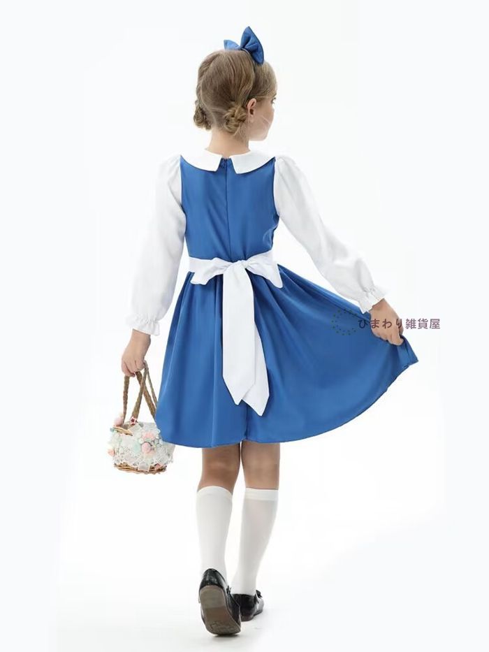 ハロウィン 衣装 子供 メイド キッズ コスプレ メイド服 ロリータワンピース 女の子 アニメ かわいい コスチューム コスプレ衣装 子供用 ワンピース エプロン 仮装 余興 クリスマス プレゼント 衣装  xiaojin11