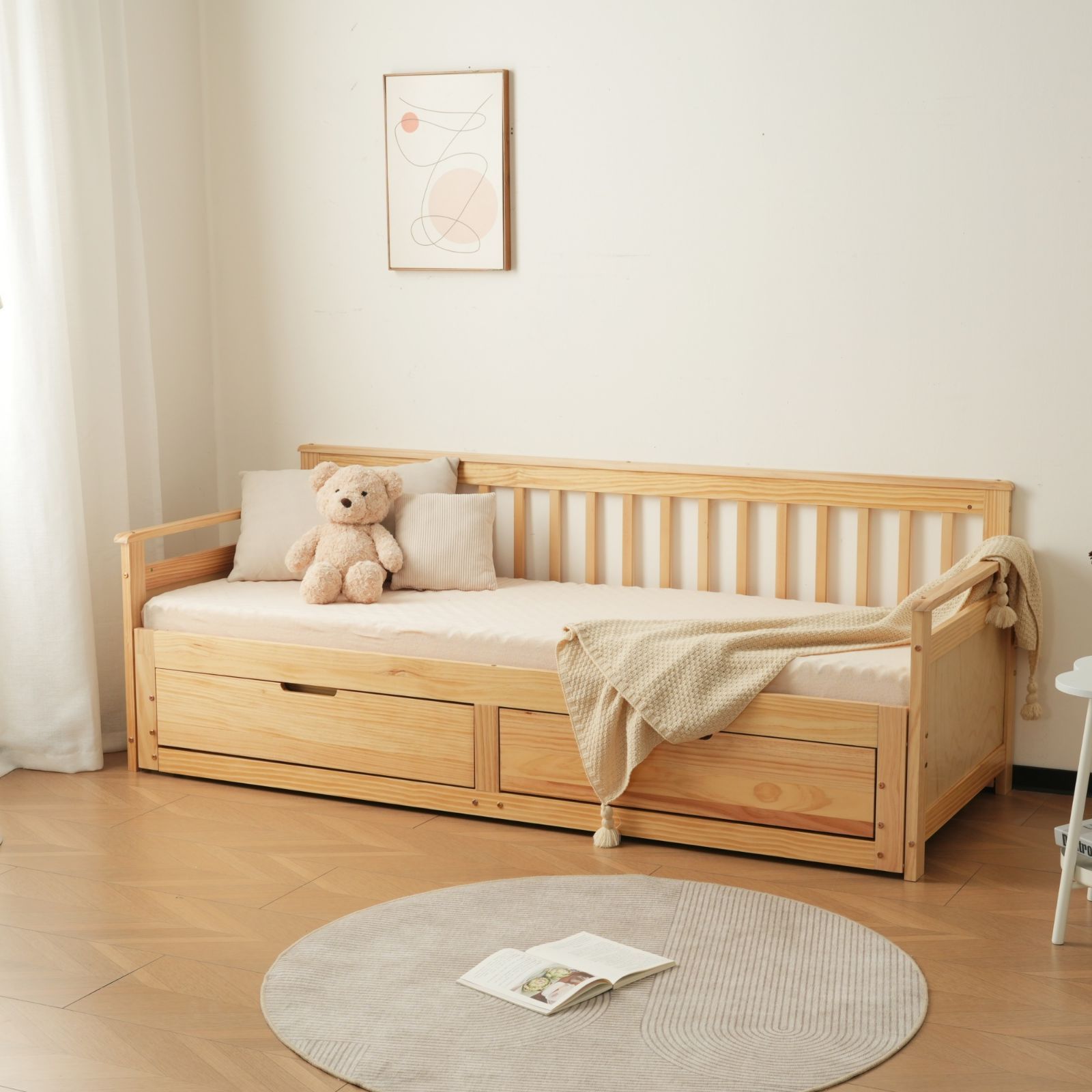 ディベッド ソファベッド シングル 天然木製 伸長式ベッド ベッドフレーム 伸縮 天然木 シングル OSJ ソファベッド 伸長式 天然木 パイン材  デイベッド シングル 北欧風 通気性 一人暮らし 子供部屋 引き出し付き OSJ ソファベッド 伸長式 天然木 パイン材 デイベッド シングル 北欧風 通気性 一人暮らし 子供部屋 引き出し付き