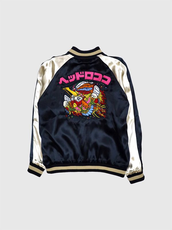 激レアHumber リバーシブル スカジャン虎龍鷹ネイビーブラック