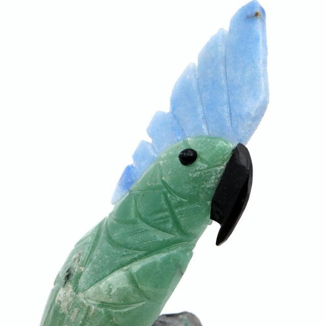 天然石 鳥 置き物 オーナメント 宝石鳥 インコ インド翡翠 ソーダ