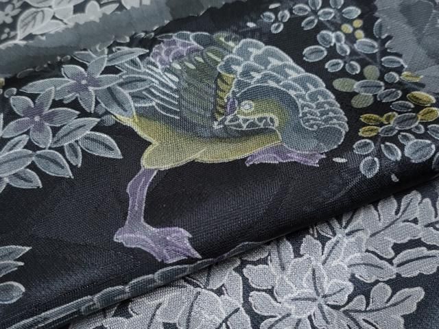 平和屋本店□極上 前田仁仙 仁仙更紗 小紋 格子花鳥文 逸品 CYAA2353s5