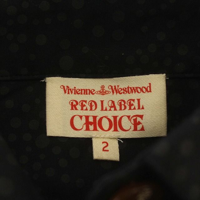 ヴィヴィアンウエストウッドレッドレーベル Vivienne Westwood RED LABEL CHOICE シャツ 半袖 ドット 丸襟 オーブ刺繍  2 M 黒 ブラック /☆G □GY30 - メルカリ