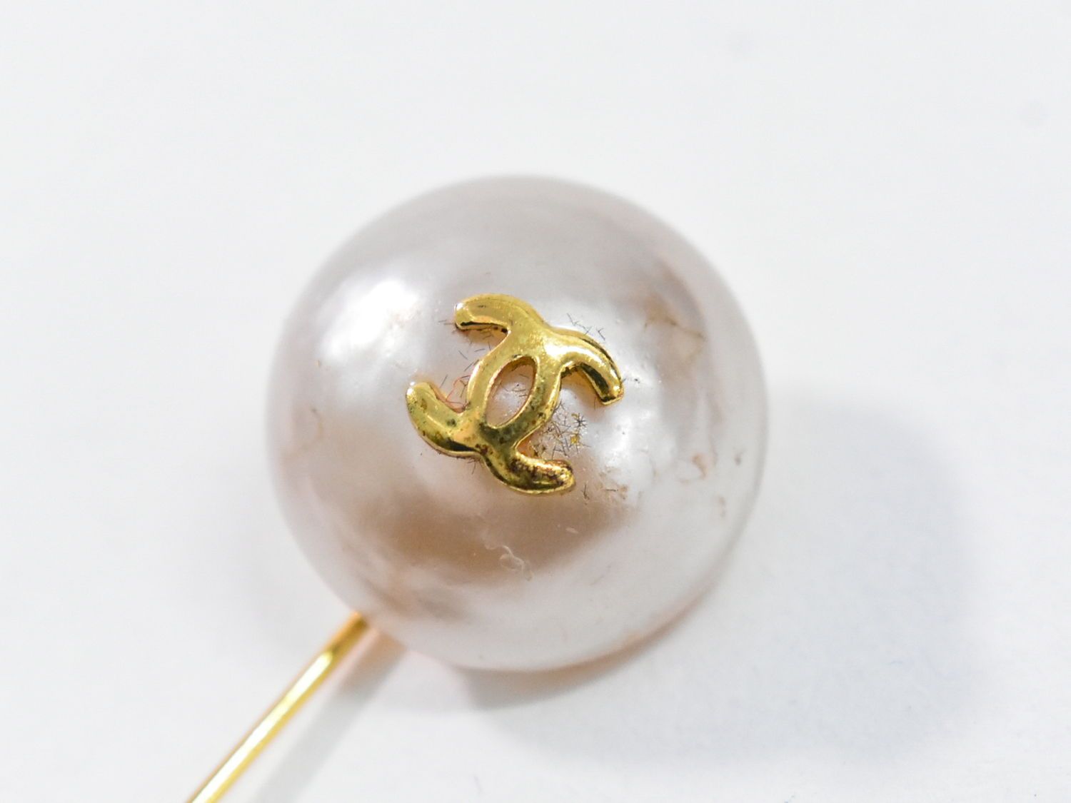 本物 シャネル CHANEL ココマーク フェイクパール ピンブローチ