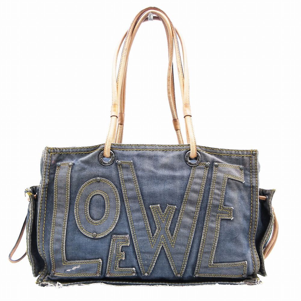 LOEWE ロエベ ショッパートート デニム レザー アナグラム ロゴ