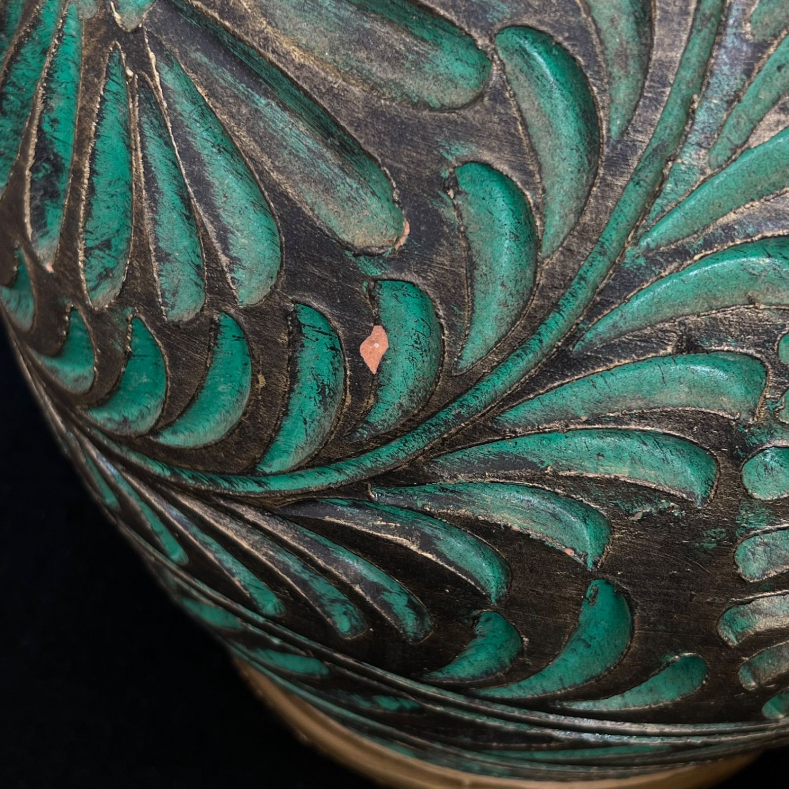 F 陶器製 壺 花瓶 傘立て つぼ 花器 高さ45cm グリーン×ゴールドF25092612