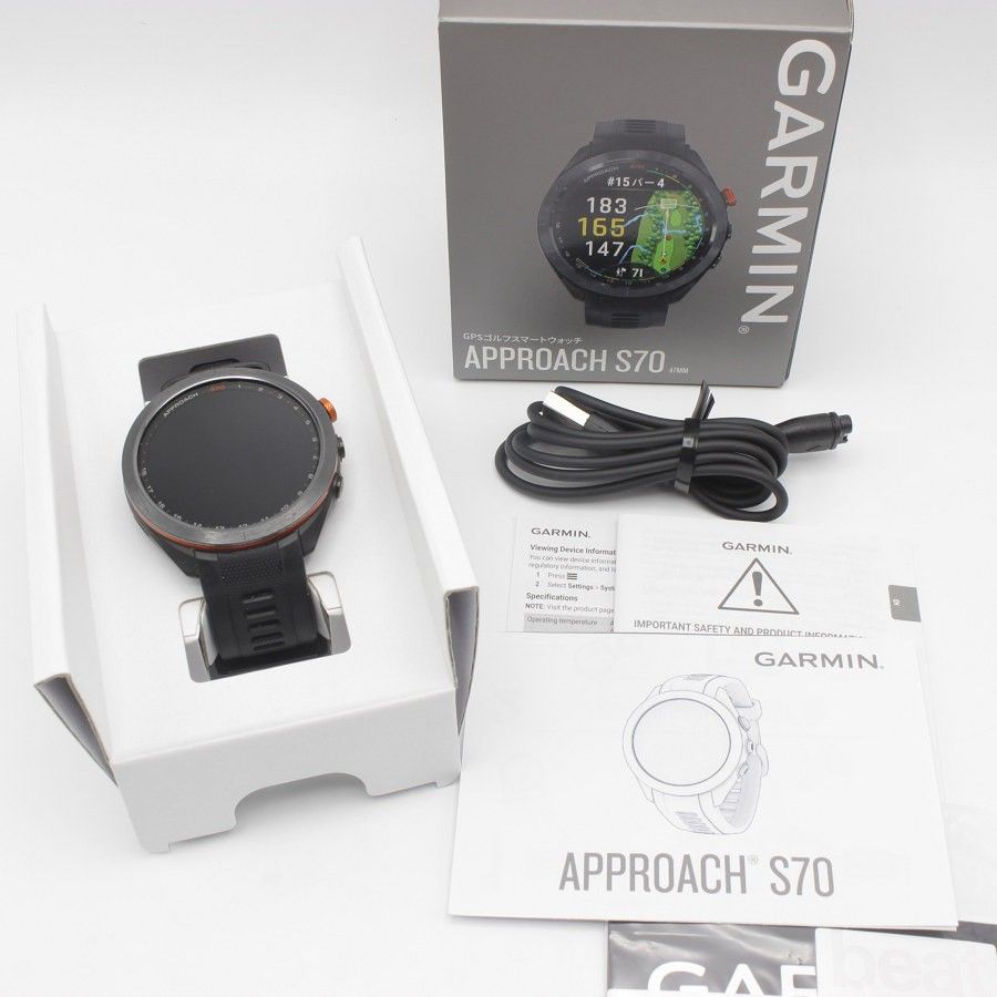 美品】GARMIN Approach S70 47mm Black 010-02746-22 スマートウォッチ 