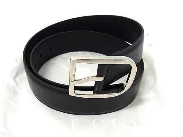 □新品同様□ GUCCI グッチ 449716 レザー シルバー金具 ベルト