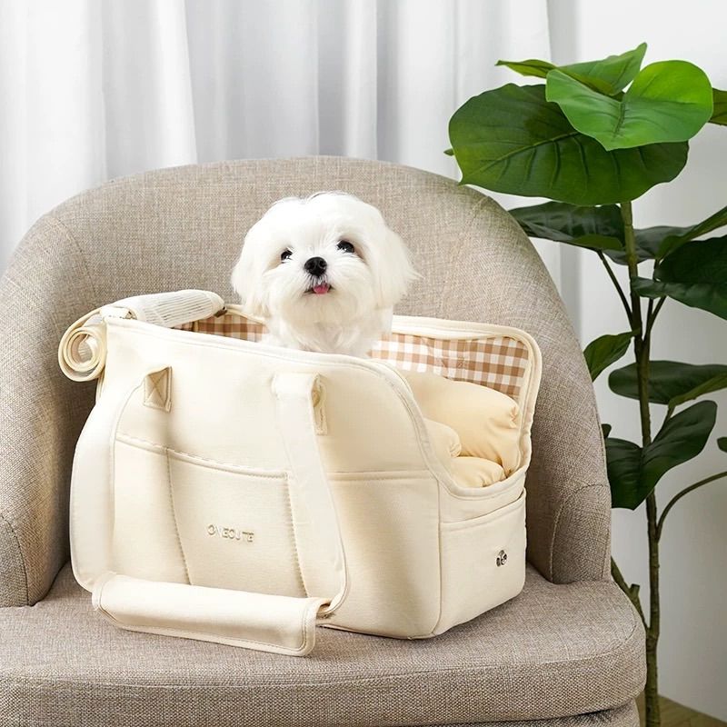 小犬用 ONECUTE ペット用 犬用 アウトドア 収納バッグ ハンドバッグ ショルダーバッグ Ssize begie yellow 1点