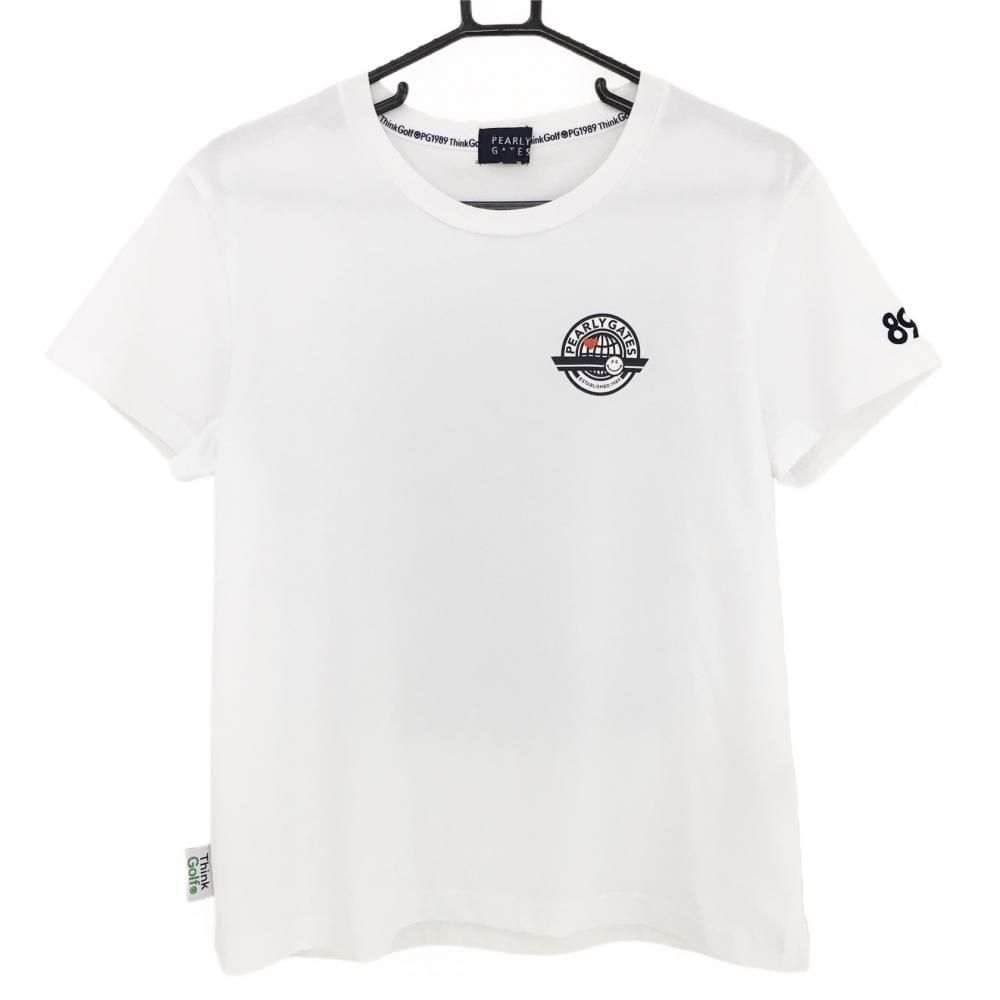 美品 PEARLY GATES パーリーゲイツ ニコちゃん スマイル Tシャツ PEARLY GATES パーリーゲイツ Tシャツ ネイビーー×白 30周年