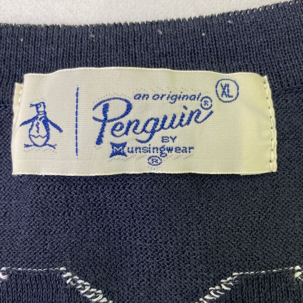 サイズ：XL MUNSING WEAR マンシングウェア ×PENGUIN 半袖 サマーニットセーター  ネイビー系 [240101491866] ゴルフウェア メンズ ストスト サイズ：XL MUNSING WEAR マンシングウェア ×PENGUIN 半袖