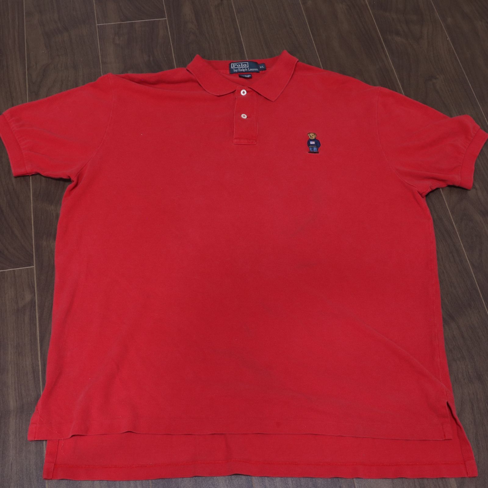 ラルフローレン Polo by Ralph Lauren 古着 赤 ロゴ ポロシャツ 半袖 ...