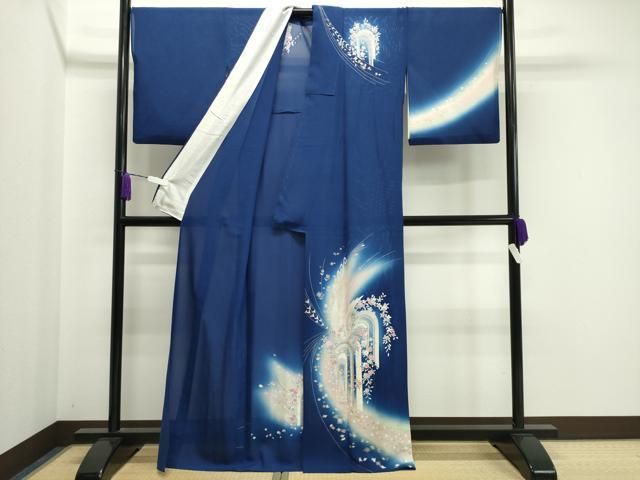 平和屋着物▽男性 訪問着 単衣 飛鶴文 金彩 洗える着物 AAAS1526oa 