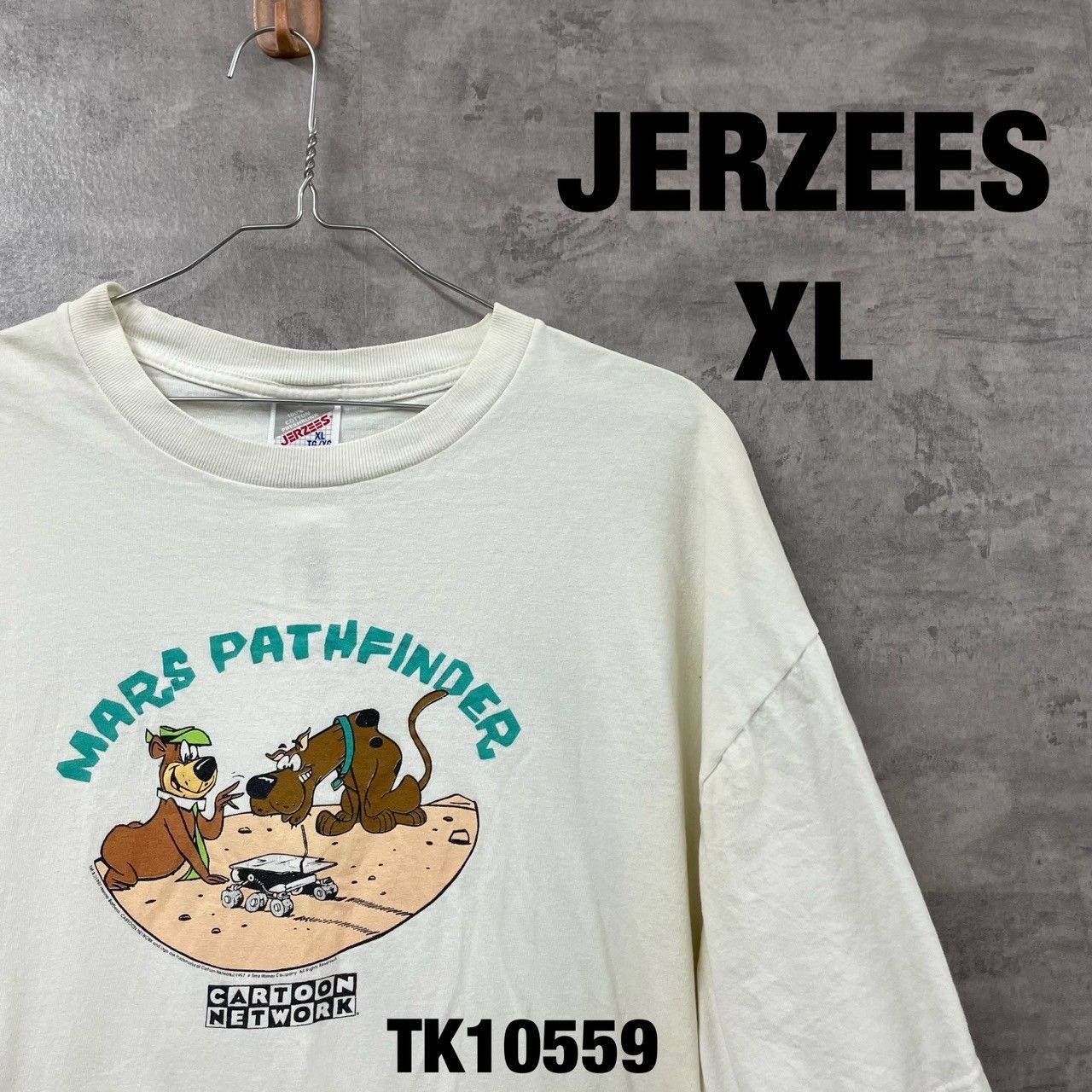 JERZEES ジャージーズ ホワイト Tシャツ 半袖 XL メンズ コットン クルーネック アニマル 犬 dog Mars Pathfinder  CARTOON NETWORK USA 海外輸入 古着 TK10559 - メルカリ