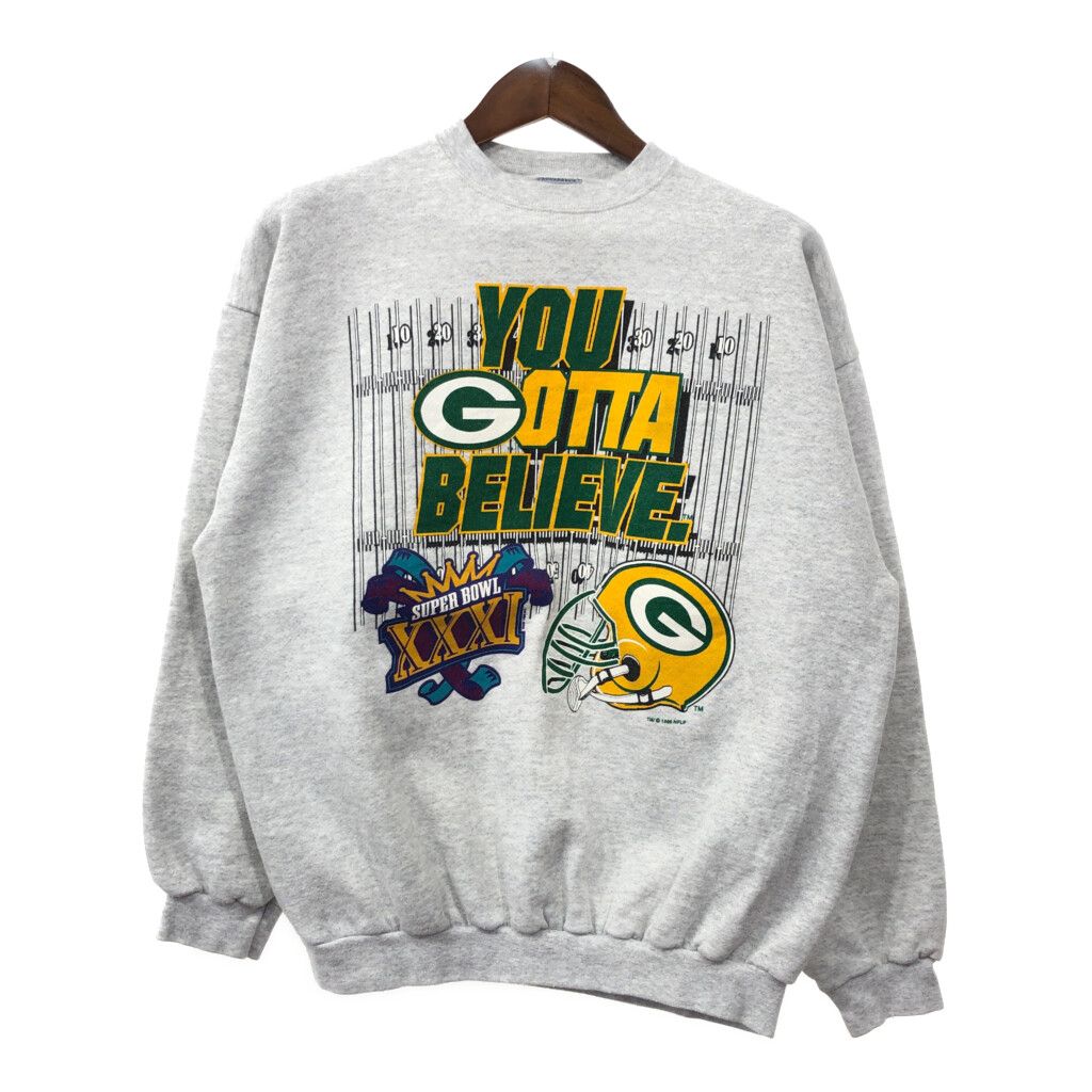 90年代 NFL グリーンベイ・パッカーズ スーパーボウル スウェット プロチーム ライトグレー (メンズ X-LARGE) 中古 古着 Q7276