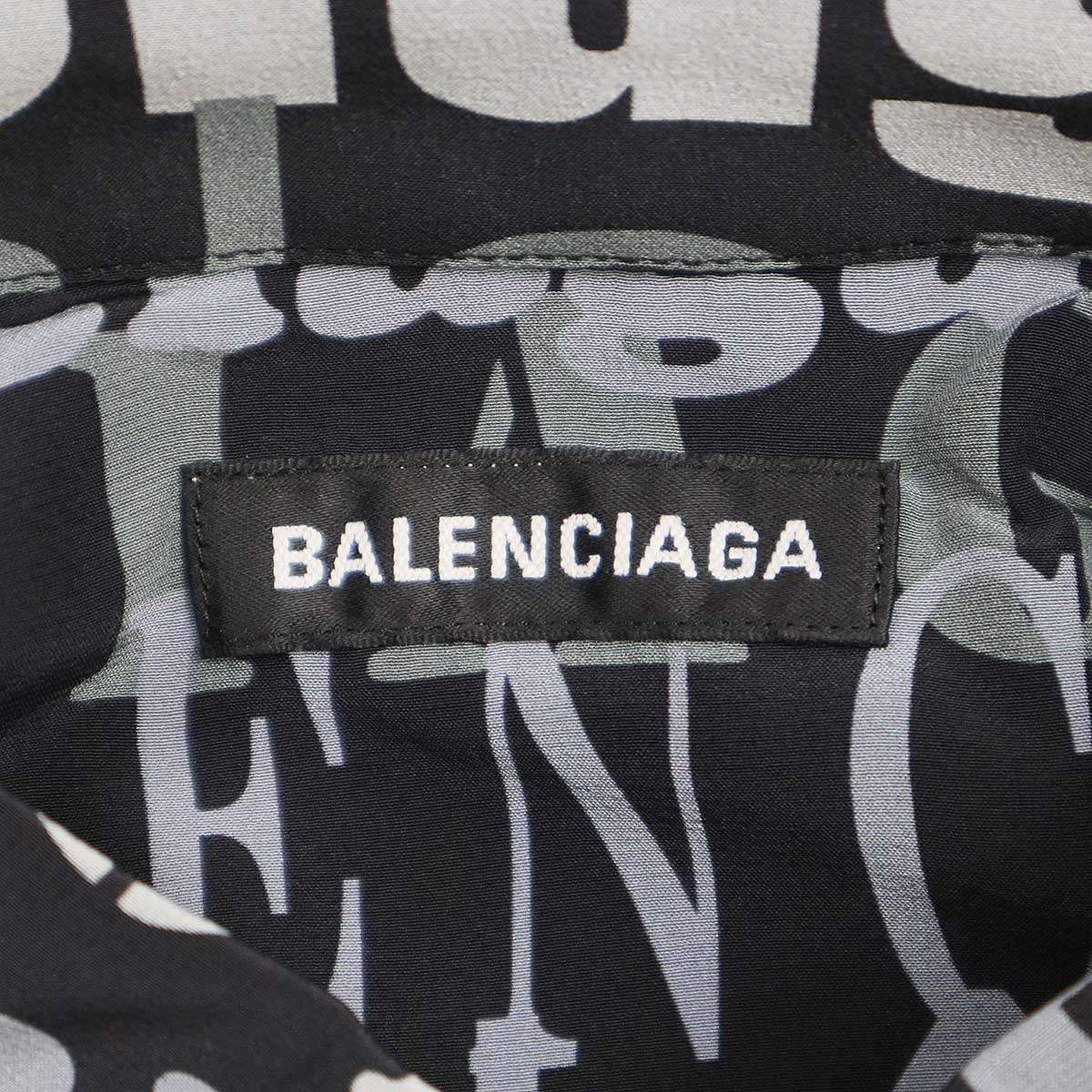 BALENCIAGA バレンシアガ 19SS ロゴシルクシャツ 556854 ブラック 37  