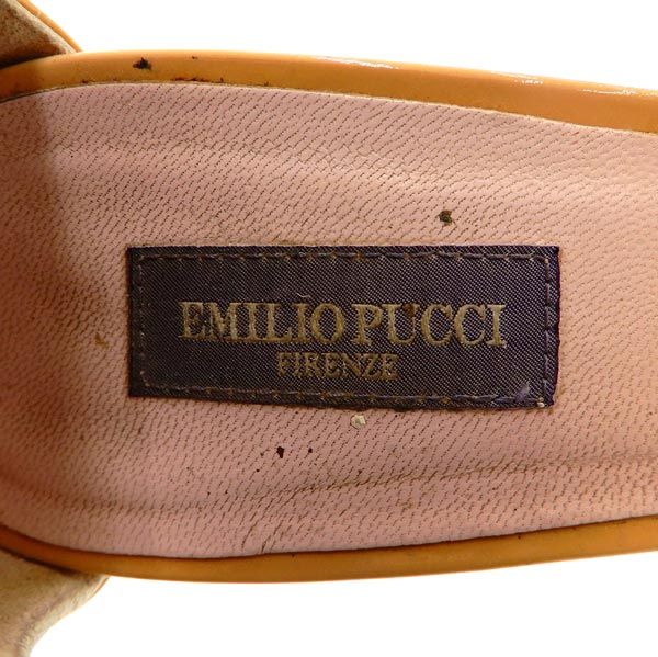 エミリオプッチEMILIO PUCCI エナメル ヒール リボン サンダル