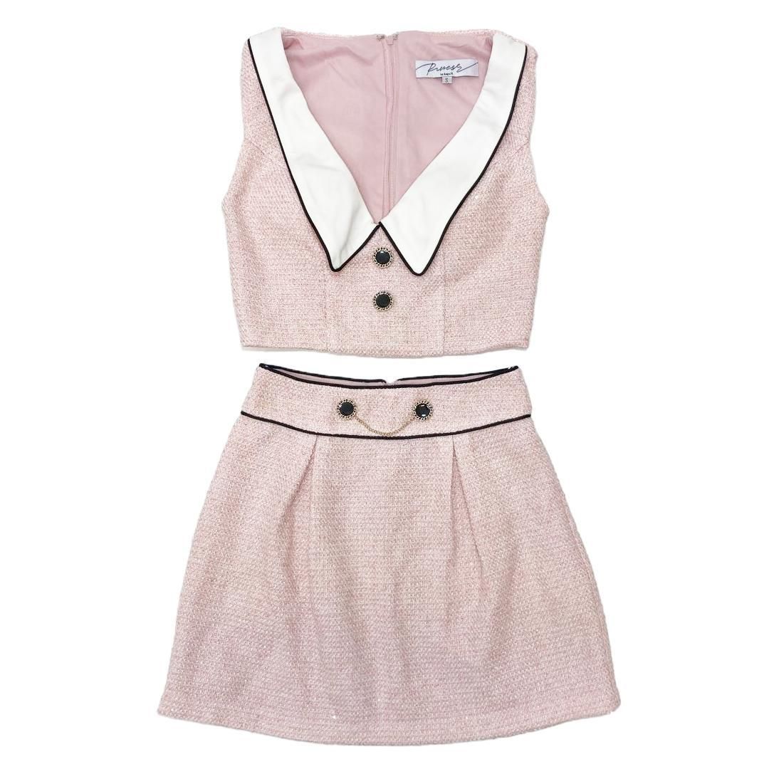 PURESS by AngelR ピュアレスバイエンジェルアール 襟付き Vネックライン セパレート フレアミニドレス キャバドレス PURESS by AngelR / ピュアレスバイエンジェルアール】襟付き Vネック