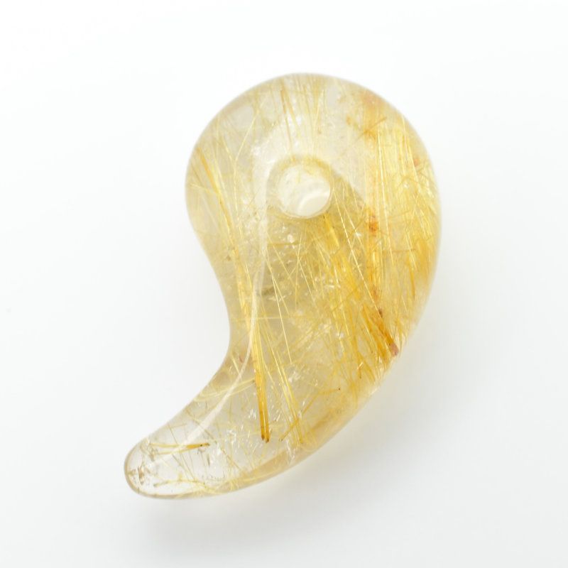 金針の流れが美しい 人気 勾玉 ゴールド ルチル クォーツ 一点物 KMr59 お守り効果 力が宿る パワーストーン 勝負運 金運 目標達成 プレゼント 守護石 京海堂 天然石の卸 京の蔵